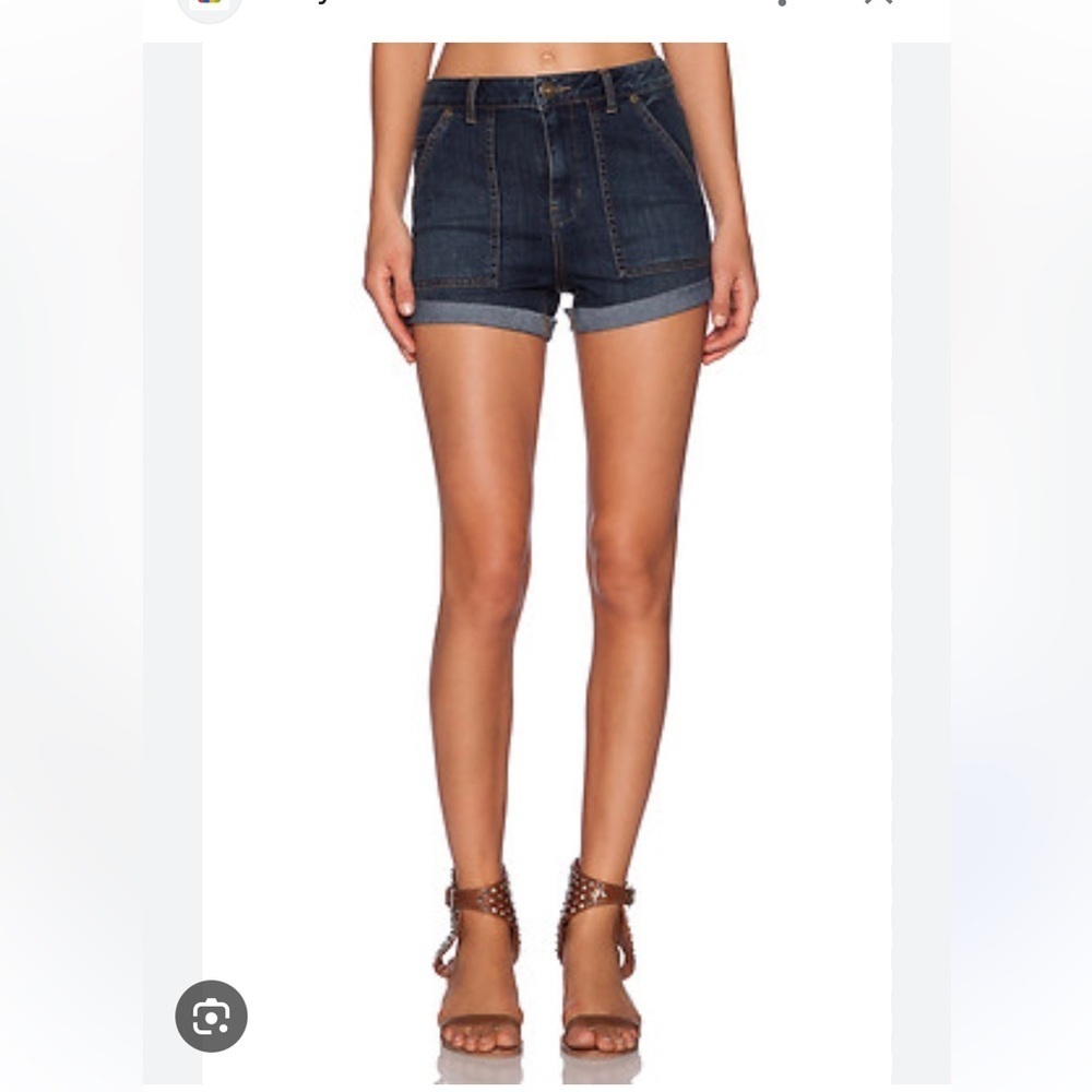 Free People high rise stretch Blue Jean Shorts Relaxed Fit Lily